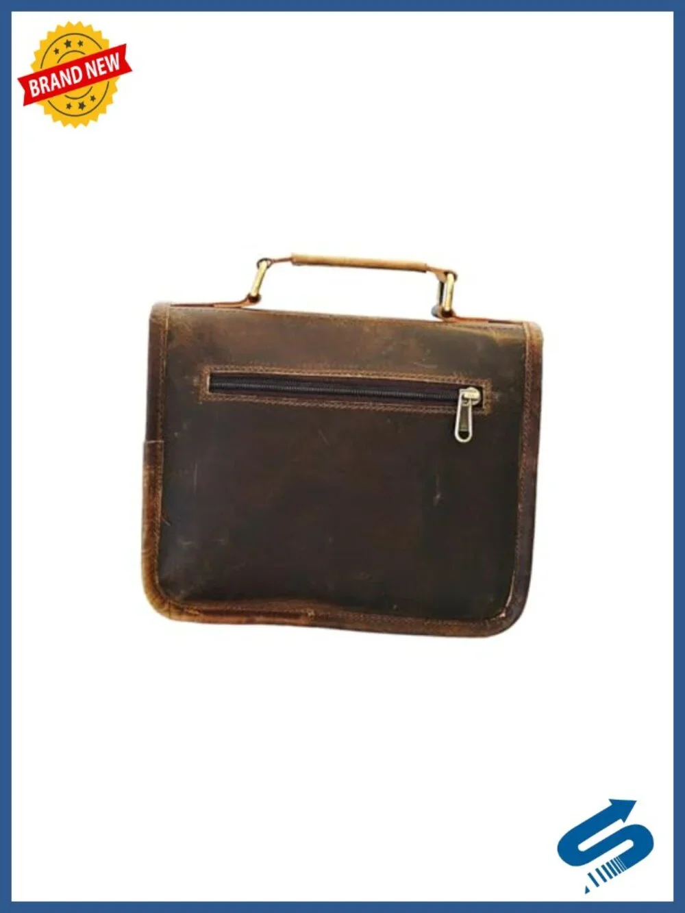 Vintage Genuine Buffalo Leather Satchel Crossbody Handbag Small